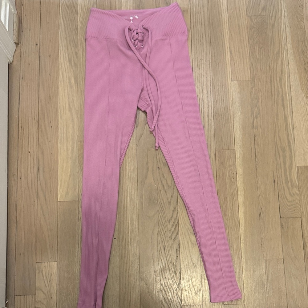Year of Ours Pink Ribbed Leggings